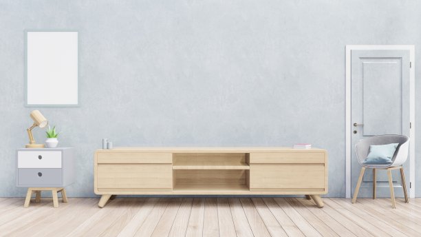 柜式电视，海报架，地板上的空白画布，架子电视图片下载