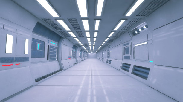 3D渲染室内和未来建筑设计图片下载