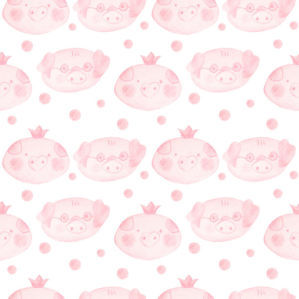 无缝图案与卡通猪。2019年中国猪年。图片下载