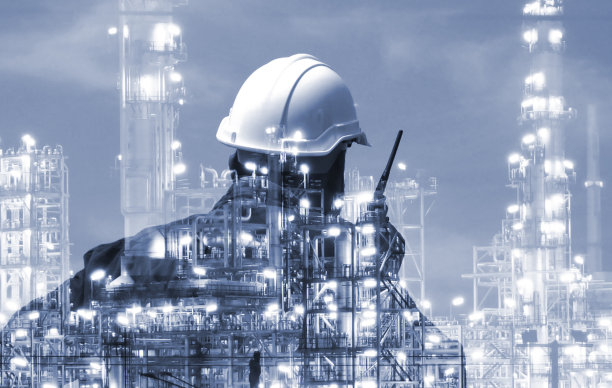 双重曝光：工程师无线电通信图片下载