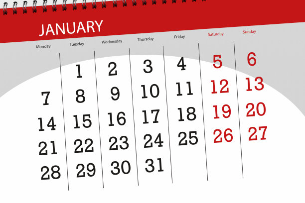 日历计划2019年1月，截止日期图片下载