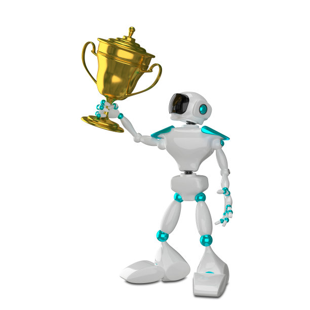 3D插图白色机器人与杯子图片下载