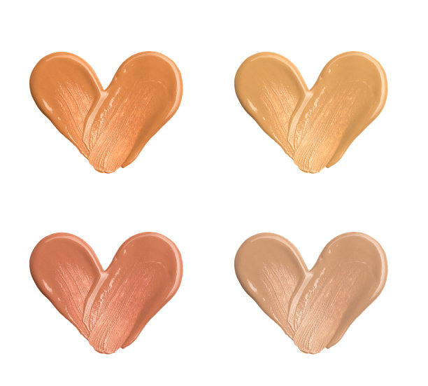 涂抹脸部的粉底。一抹口红。化妆品涂片液体。在白色背景上隔离图片下载