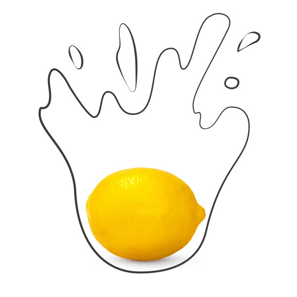 水果组成与新鲜柠檬和卡通可爱的涂鸦元素在孤立的白色背景。创意简约的食物概念。图片下载