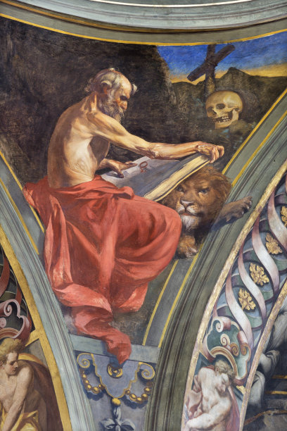 雷吉奥·艾米利亚-圣杰罗姆大教堂圆顶壁画由C. Manicardi, G. Ferrari和A. Lugli(1884-1885)。图片下载