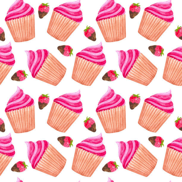 无缝水彩图案的情人节蛋糕。理想的包装纸，织物，背景，壁纸图片下载