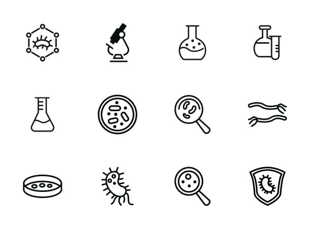 生物实验室线图标设置图片下载