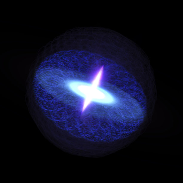 快速旋转的黑洞享受着它周围的热吸积盘，同时射出强大的辐射喷流图片下载