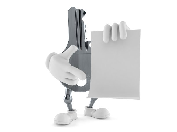 门钥匙人物手指在空白纸上图片下载