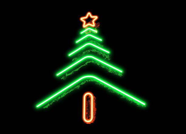 霓虹灯的圣诞树图片下载