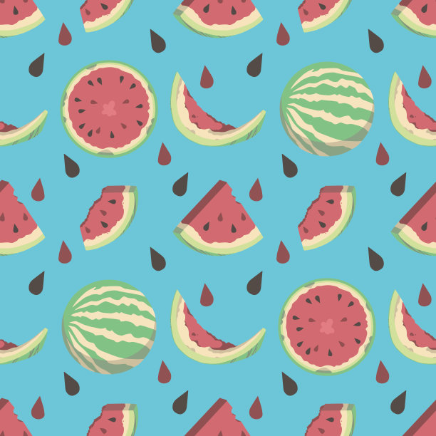 无缝西瓜夏季图案素材图片