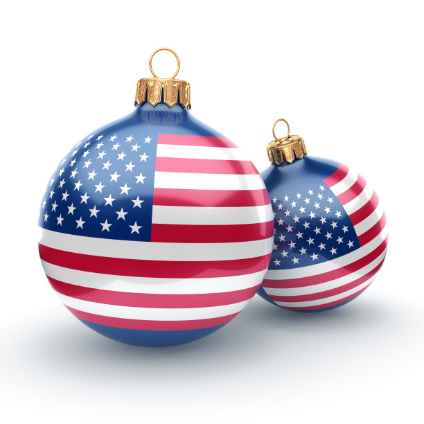 3D渲染圣诞球与美国国旗图片下载