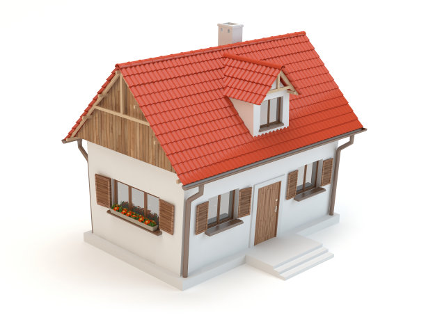 房子3D -白色背景图片下载