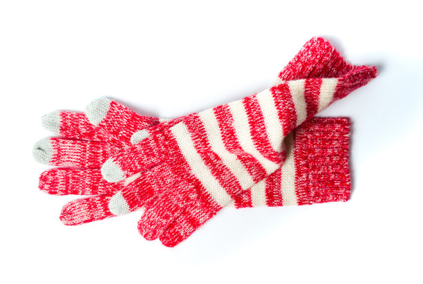 红色触摸屏冬季手套图片下载