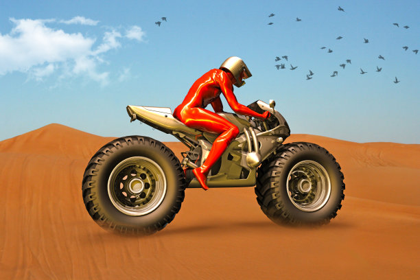 沙漠上的大脚摩托车图片下载