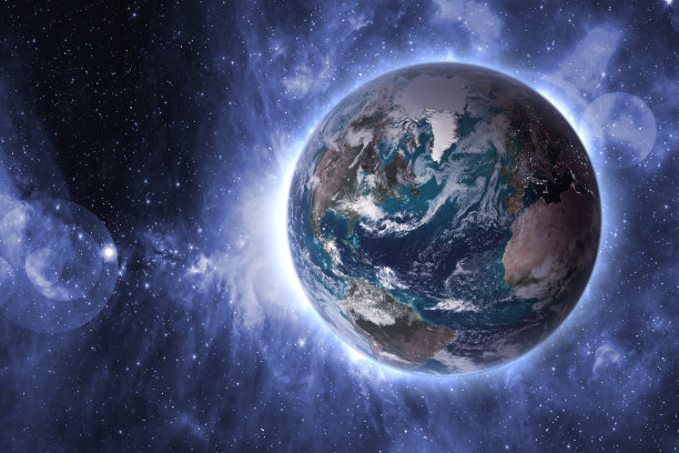 在外星系空间有发光电路的行星地球。这张图片的元素由美国宇航局提供图片下载