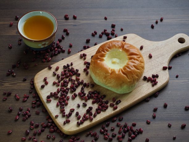 奶油红豆面包和小豆，红豆图片下载