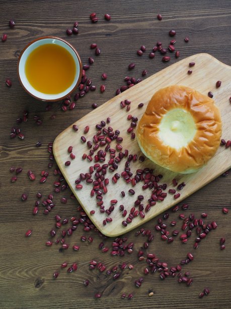 奶油红豆面包和小豆，红豆图片下载