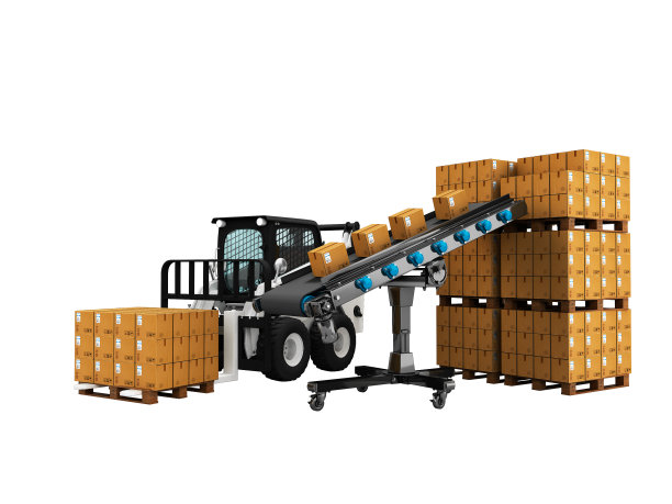 叉车装载货物托盘仓库3d渲染白色背景无阴影图片下载