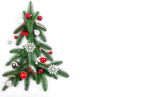 圣诞背景有冷杉树枝，礼物，图片下载