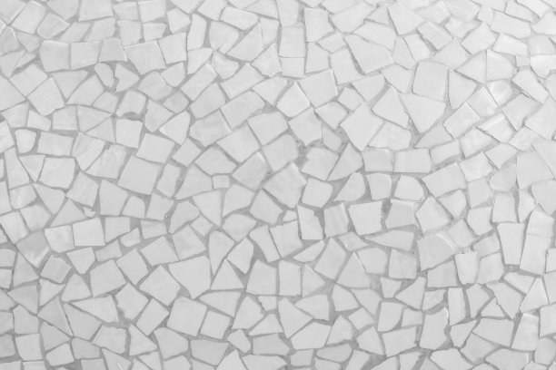 破碎瓷砖马赛克无缝图案。白色或灰色瓷砖真实墙高分辨率真实照片或砖无缝与纹理内部背景。浴室中不规则的抽象墙纸。图片下载