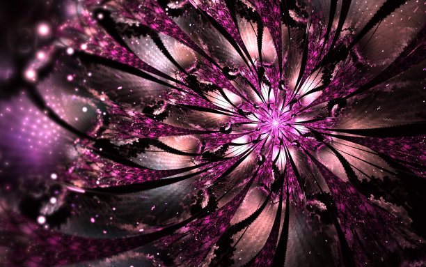 计算机生成的抽象分形花朵图案。数字艺术品平板电脑背景，桌面墙纸或创意封面设计。图片下载