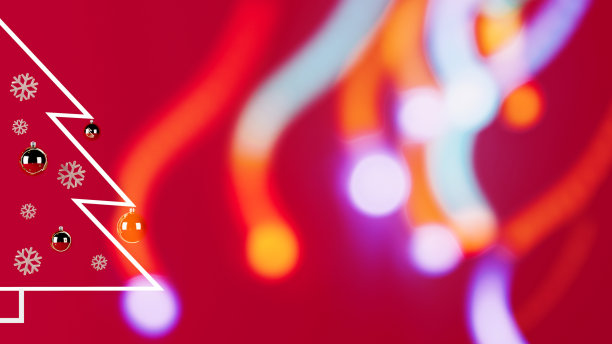 3d渲染图片的简约圣诞树在红色的背景。图片下载