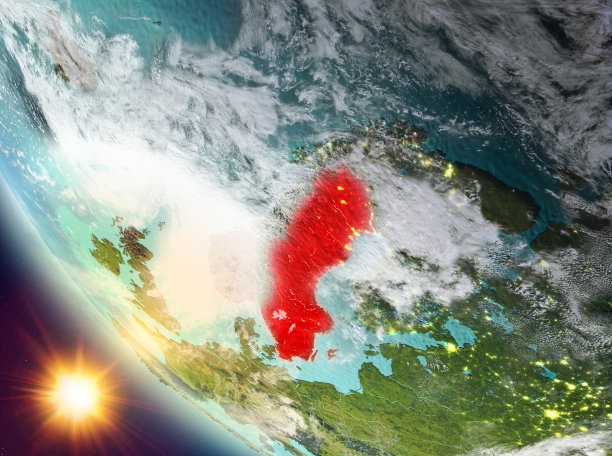 地球上瑞典上空的日落图片下载