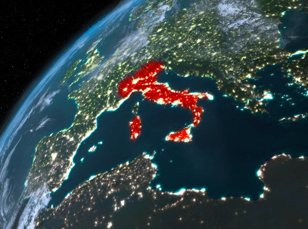 意大利在地球上的夜晚图片下载