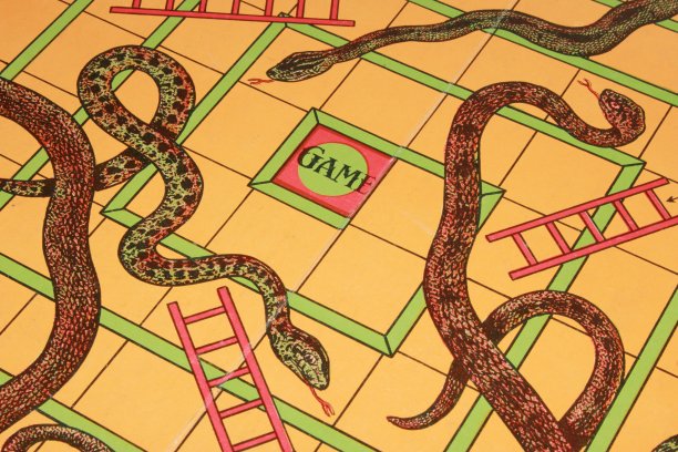 古老的古董蛇和梯子棋盘游戏图片下载