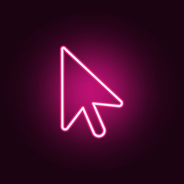 光标图标。霓虹风格图标的网页元素。简单的图标为网站，网页设计，移动应用程序，信息图形图片下载