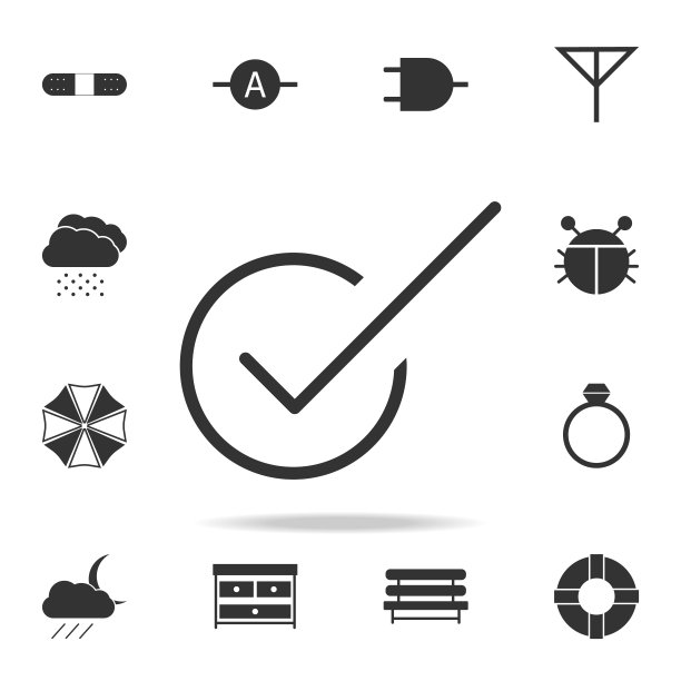 勾号，勾号OK图标。网页图标的详细设置。优质的平面设计。收藏图标之一的网站，网页设计，移动应用程序图片下载