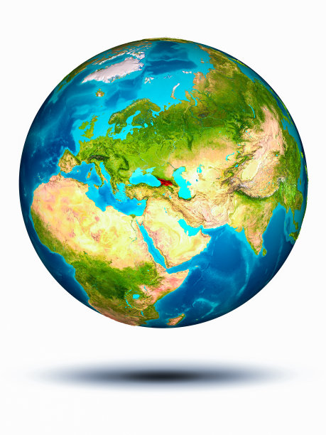 地球上的乔治亚，白色背景图片下载