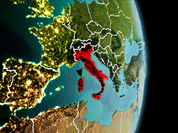 早晨，意大利在地球上空图片下载