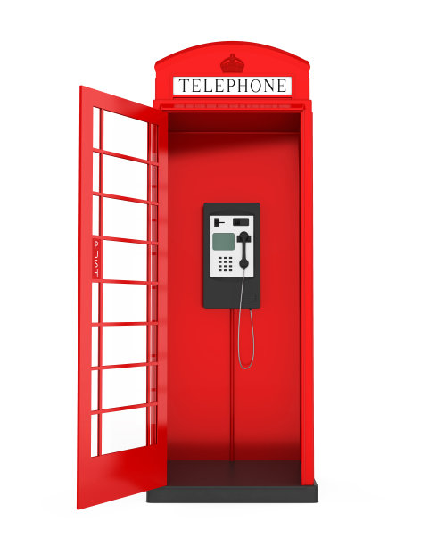 英国红色电话亭，开着门图片下载