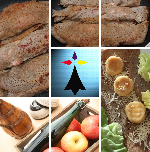 咸煎饼和布列塔尼苹果酒法式料理图片下载