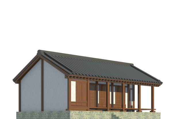 日本建筑孤立在白色背景的3d插图图片下载