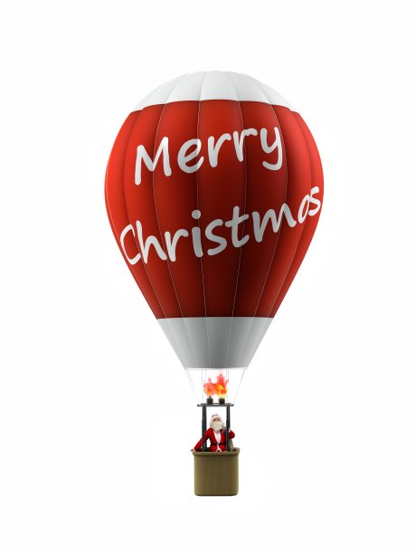 圣诞老人坐在热气球上图片下载