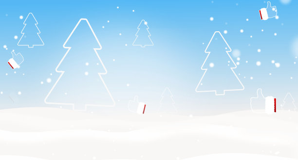 冬季圣诞剪影冷杉和竖起大拇指的3d插图图片下载