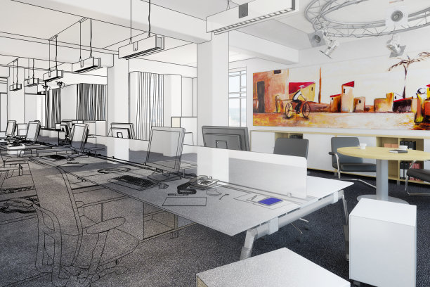 办公设备与电脑(绘图)- 3d插图图片下载