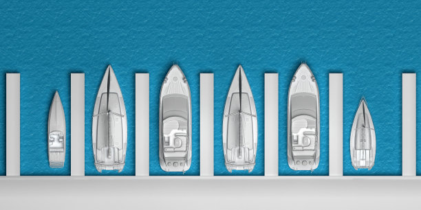 排在白色的船俯视图图片下载
