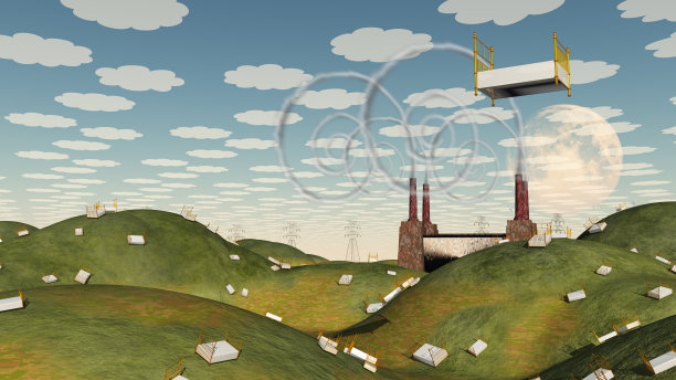 梦幻景观中的床图片下载