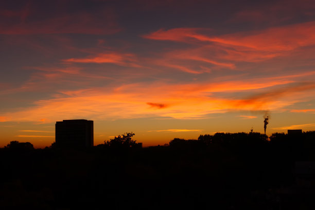 日落城市剪影卡尔斯鲁厄德国图片下载