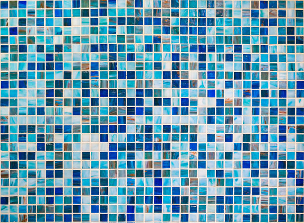 蓝色瓷砖马赛克背景图片下载
