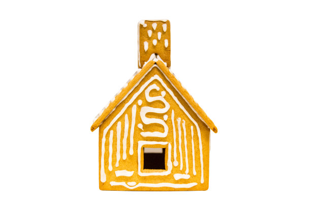 姜饼屋孤立在白色背景上图片下载