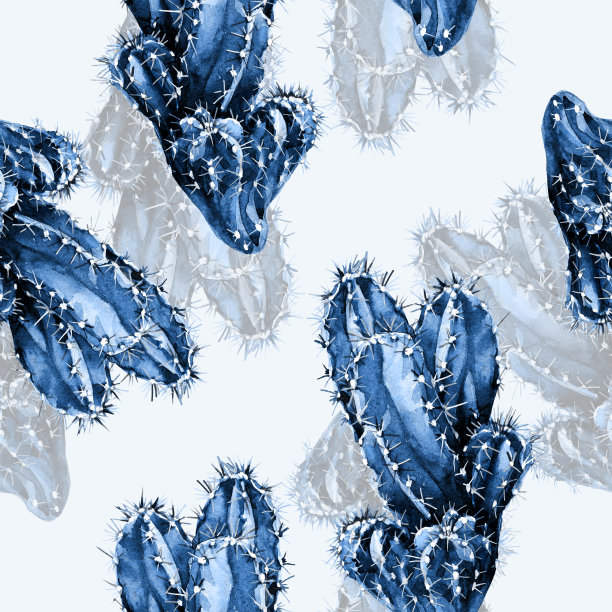 无缝图案的仙人掌画在水彩。图片下载