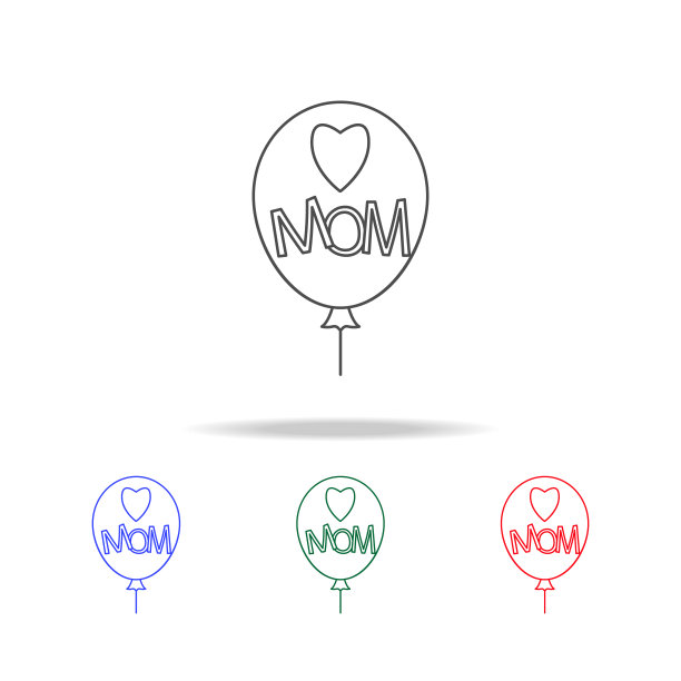 母亲节的球图标。母亲节的元素在多颜色的图标。优质的图形设计图标。简单的图标为网站，网页设计，移动应用程序，信息图形图片下载