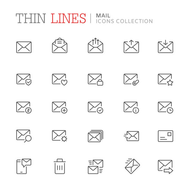 邮件相关行图标的集合图片下载