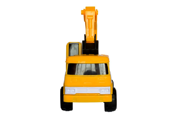 玩具车挖掘机孤立在白色背景上。图片下载