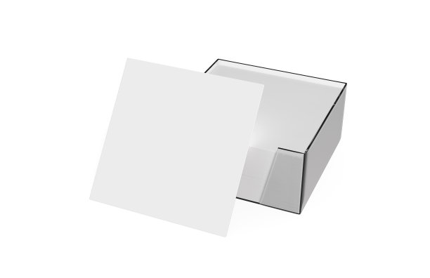 空白白色便条纸立方体塑料支架模型上孤立的白色背景，3d插图图片下载